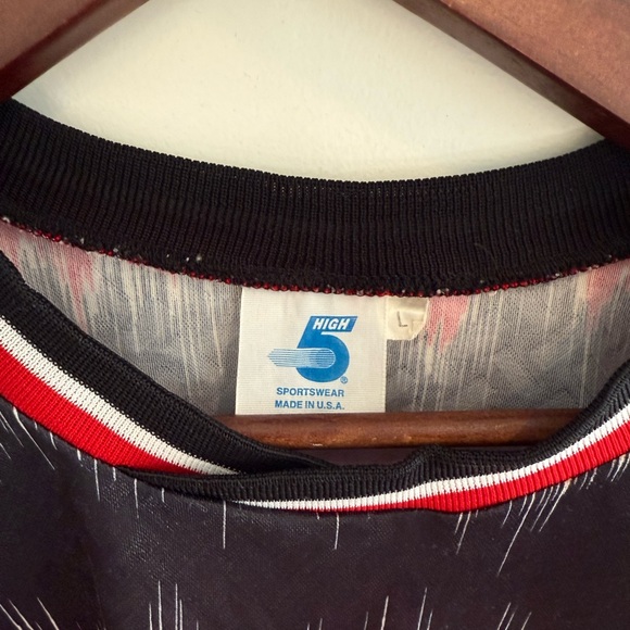 Soccer Jersey Ring of Fire Black Red Amp Stripe L Large vintage - Picture 2 of 9